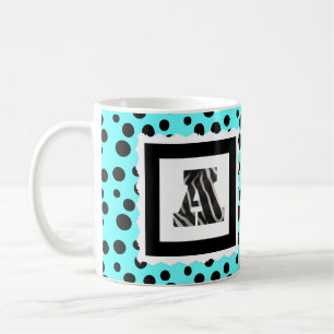 Taza De Café Letra "A" del estampado de zebra en la