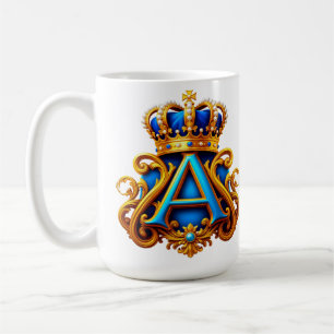 Taza De Café Letra A Dorada Ornamentada Con Diseño De Marco De