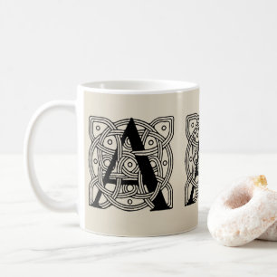 Taza De Café Letra A Monograma Impresión de Nudo Celta Vintage