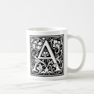 Taza De Café Letra A Monograma Medieval Art Nouveau