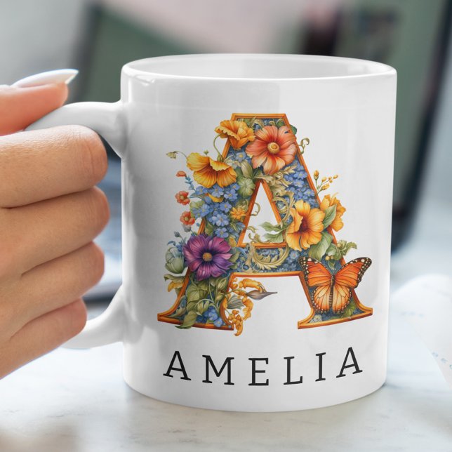 Taza De Café Letra alfabeta del jardín a tazón de café monogram (Subido por el creador)