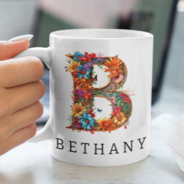 Taza De Café Letra alfabética del jardín B monograma café tafet