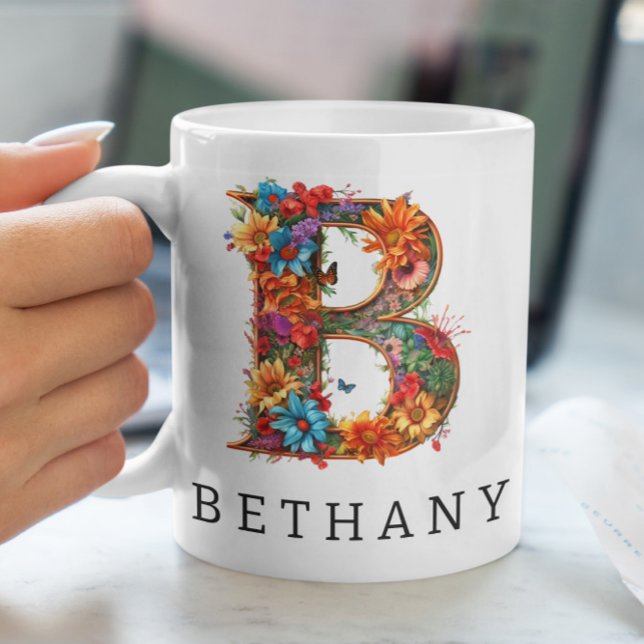 Taza De Café Letra alfabética del jardín B monograma café tafet (Subido por el creador)