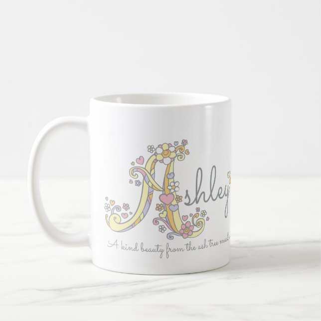 Taza De Café Letra ashley Un nombre que significa mugre en mono (Izquierda)