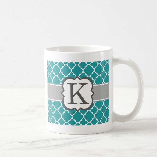 Taza De Café Letra azul verde azulada K Quatrefoil del (Derecha)