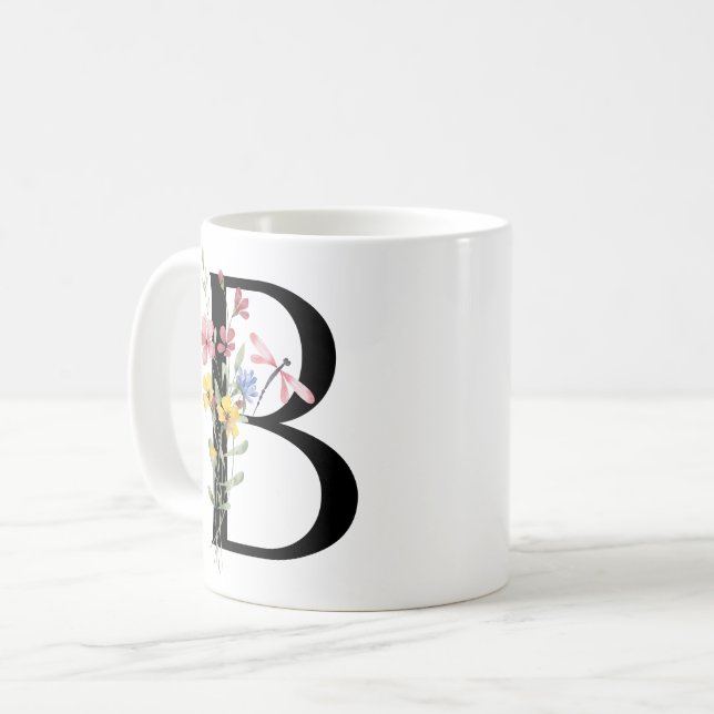 Taza De Café Letra B con flores (Anverso izquierdo)
