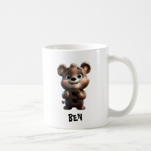 Taza De Café Letra B del soporte del oso cortado