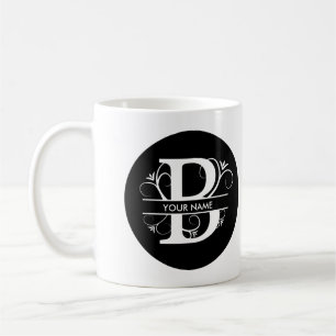 Taza De Café Letra B - Monograma blanco y negro