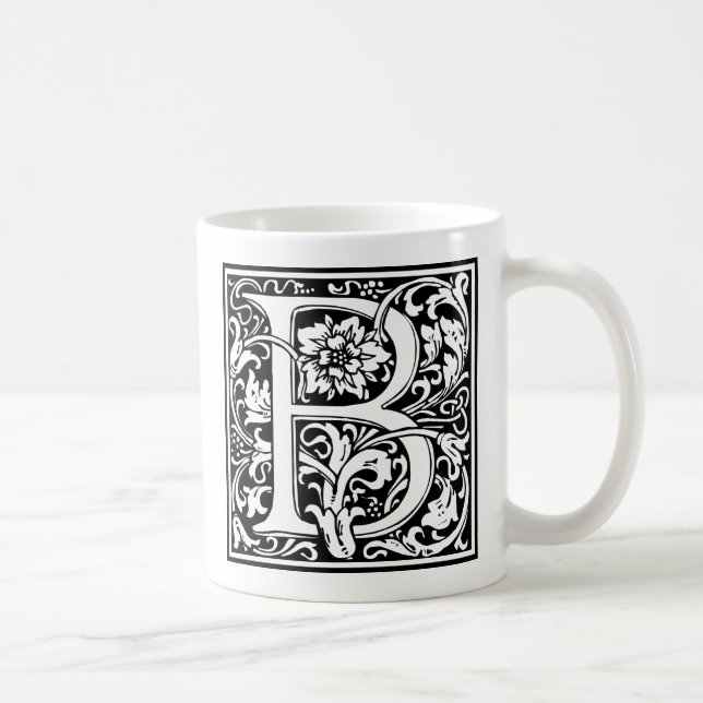Taza De Café Letra B Monograma medieval Art Nouveau (Derecha)
