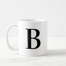 Taza De Café Letra B Monograma Negro Moderno Personalizado