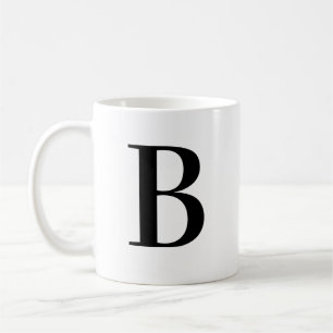 Taza De Café Letra B Monograma Negro Moderno Personalizado