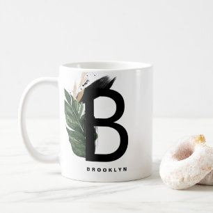Taza De Café Letra B Relieve metalizado dorado monograma tropic
