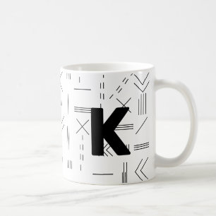 Taza De Café Letra blanca moderna inicial monográfica geométric