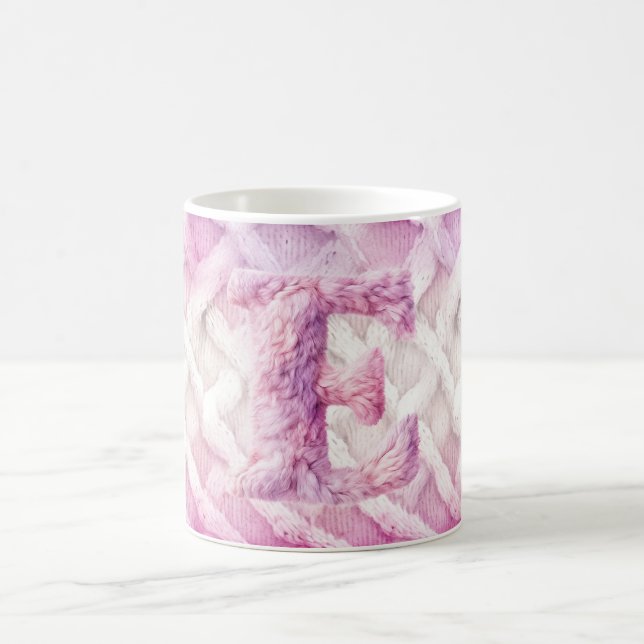 Taza De Café Letra blanca morada cálida rosa E (Centro)