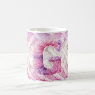 Taza De Café Letra blanca morada cálida rosa G