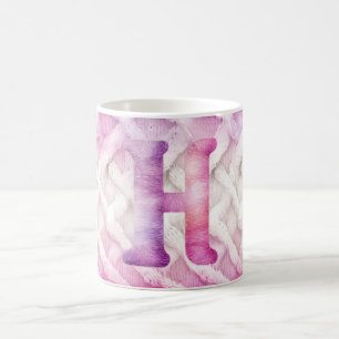 Taza De Café Letra blanca morada cálida rosa H