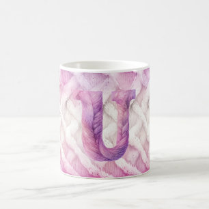 Taza De Café Letra blanca morada cálida rosa U