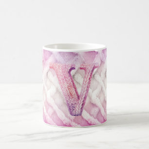 Taza De Café Letra blanca morada cálida rosa U