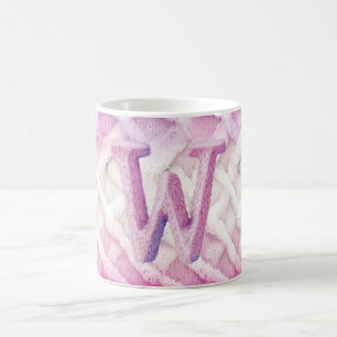 Taza De Café Letra blanca morada cálida rosa W