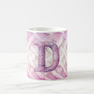 Taza De Café Letra blanca morada cálida rosada D