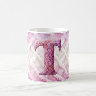 Taza De Café Letra blanca morada cálida rosada T