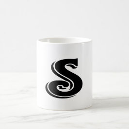 Taza De Café Letra blanca negra S Monograma