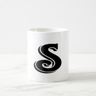 Taza De Café Letra blanca negra S Monograma