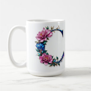 Taza De Café Letra C Café Mug - Diseño floral para regalo