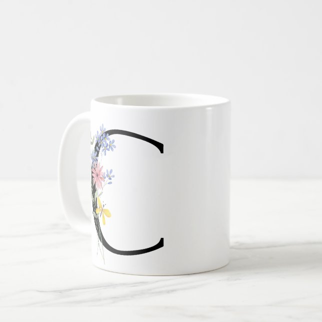 Taza De Café Letra C con flores (Anverso izquierdo)