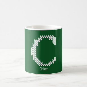 Taza De Café Letra C de alfabeto tejido acogedor