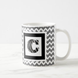 Taza De Café Letra "C" del estampado de zebra en Chevron