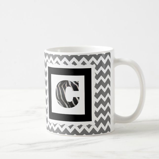 Taza De Café Letra "C" del estampado de zebra en Chevron (Derecha)
