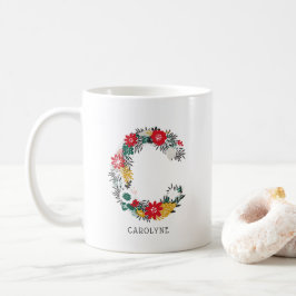 Taza De Café Letra C | Letra floral sinmusical monograma I mug