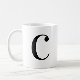 Taza De Café Letra C Monograma Negro Moderno Personalizado