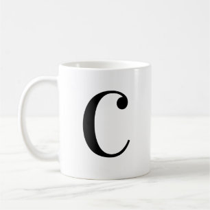 Taza De Café Letra C Monograma Negro Moderno Personalizado