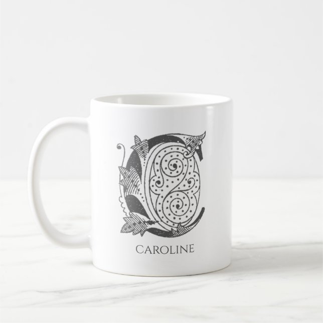 Taza De Café Letra C Monograma Nombre moderno (Izquierda)