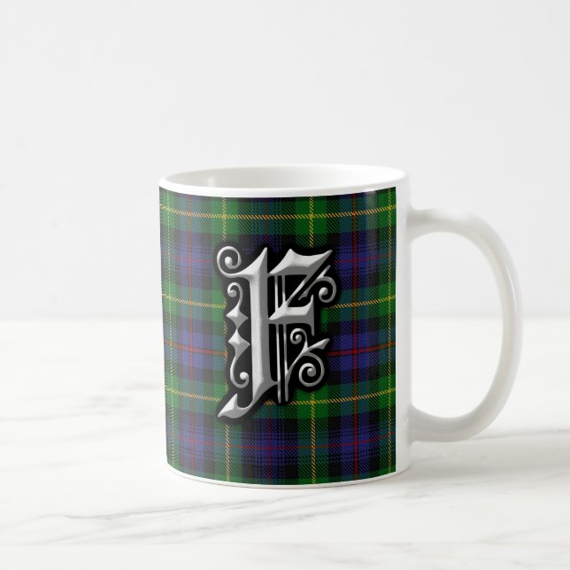 Taza De Café Letra clan farquharson F Monogram Tartán (Derecha)