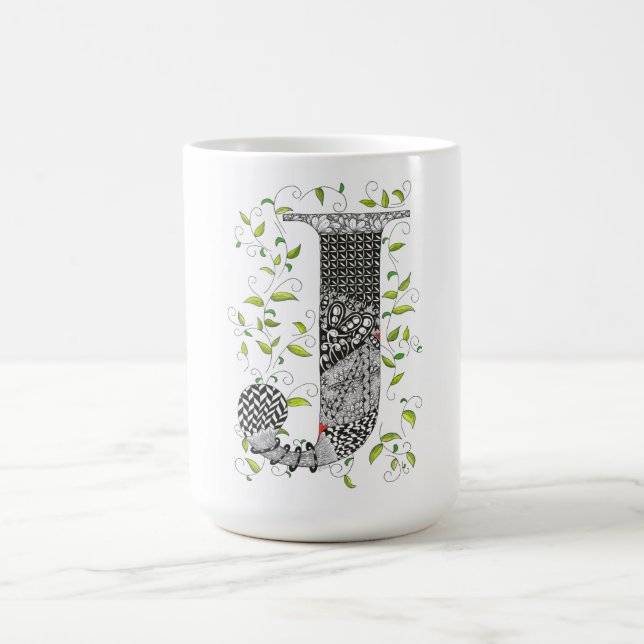 Taza De Café Letra colorida monograma J Mug (Centro)