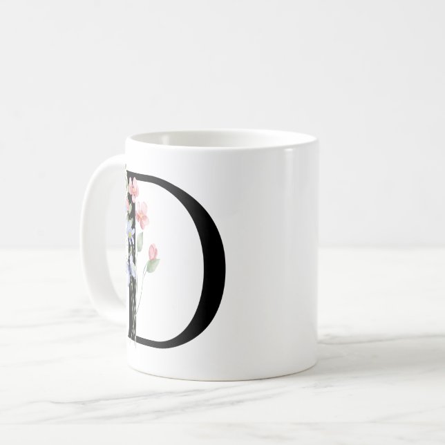 Taza De Café Letra D con flores (Anverso izquierdo)