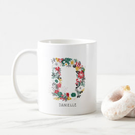 Taza De Café Letra D | Letra floral sinmusical monograma I mug