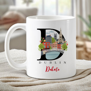 Taza De Café Letra D Monograma de Dublín Regalo Personalizado