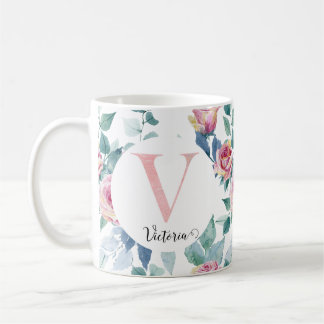 Taza De Café Letra de color de agua V