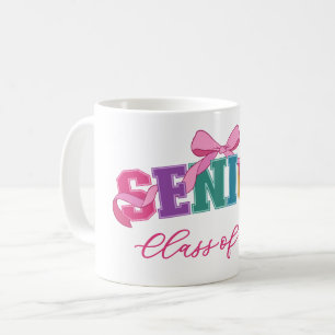 Taza De Café Letra de la hermandad de lazo rosa Clase de gradua