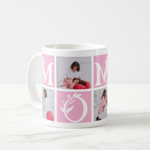 Taza De Café Letra de Mamá Editable en Color Floral Día de la M