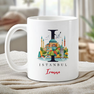 Taza De Café Letra de monograma de Estambul I Regalo personaliz