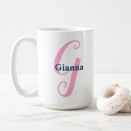Taza De Café Letra de monograma rosa personalizada G Nombre per