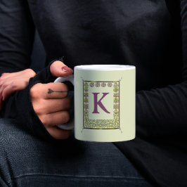 Taza De Café Letra de monograma vintage marco floral Nouveau