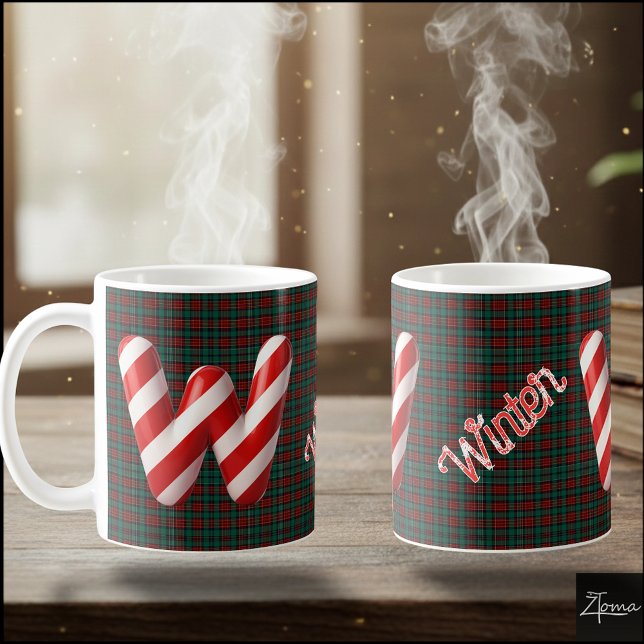 Taza De Café Letra de Navidad con rayas de caramelo brillante W (Subido por el creador)