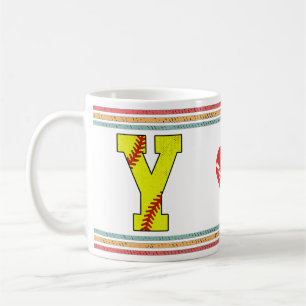 Taza De Café Letra de Sóftbol Retro Vintage Y Escuela Antigua