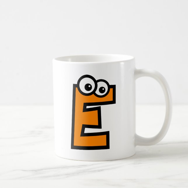 Taza De Café Letra divertida E del monograma (Derecha)